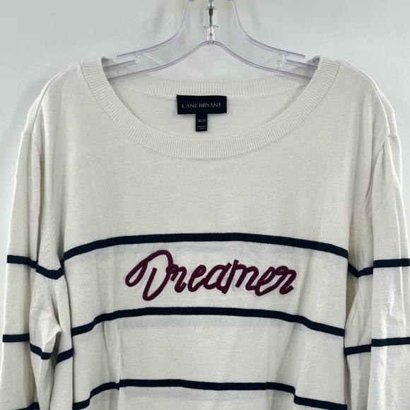 Lane Bryant white black striped long sleeve sweater dreamer crew neck size 26/28 - Picture 2 of 8